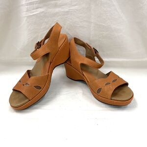 Ariat Sandy Leather Chunky Platform Sandals Sz 7 Orange Western Country Boho Y2K